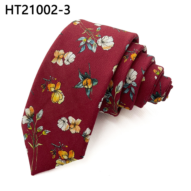 Winter Colors Mens Neckties Cotton Flowers Fashion Designs Printed Skinny Ties