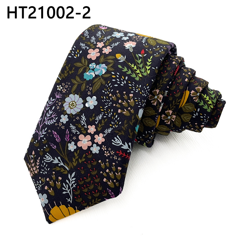 Winter Colors Mens Neckties Cotton Flowers Fashion Designs Printed Skinny Ties