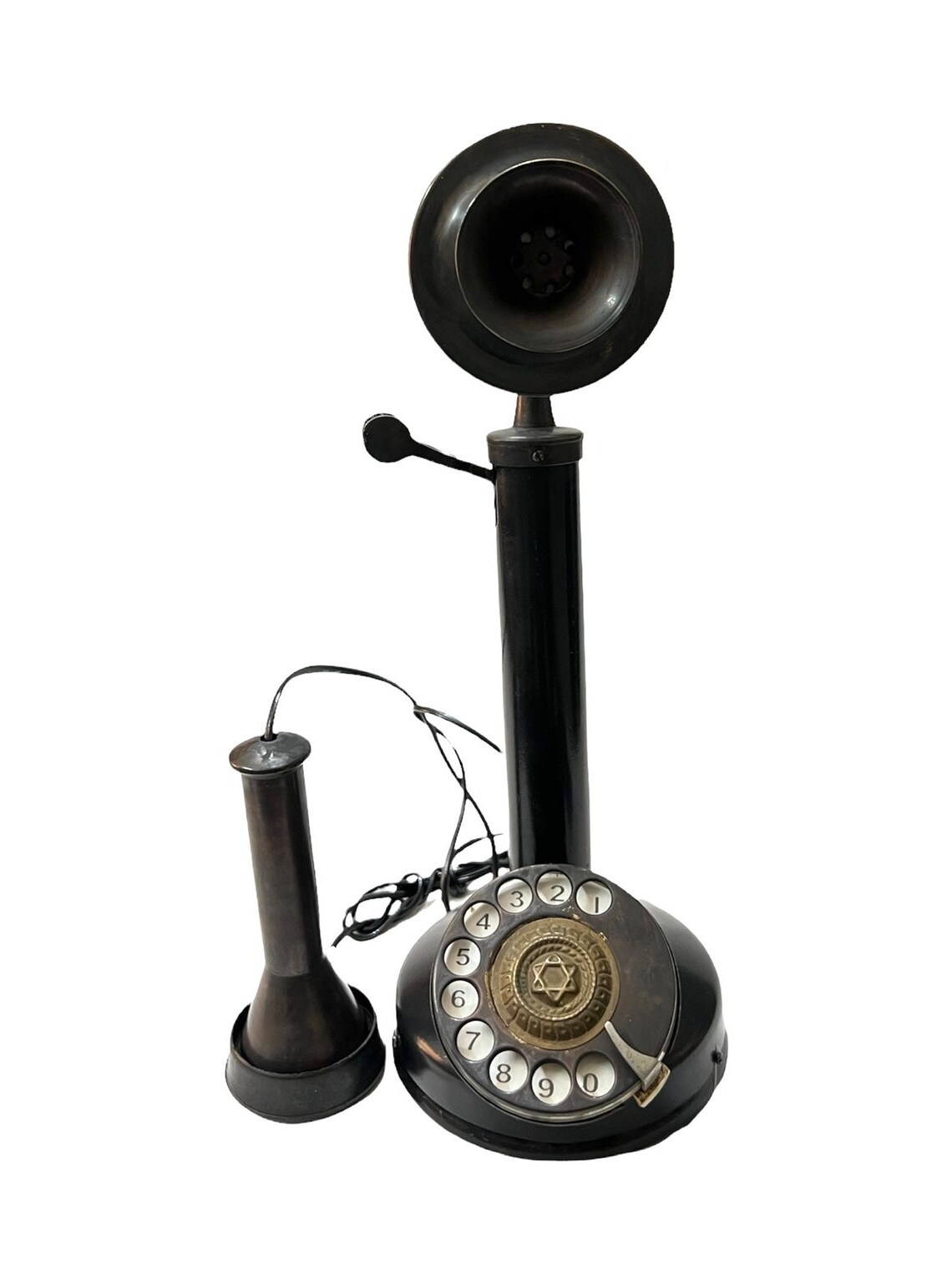 Creative old retro candlestick telephone for office home decor living room antique interior dial phone retro tabletop decoration