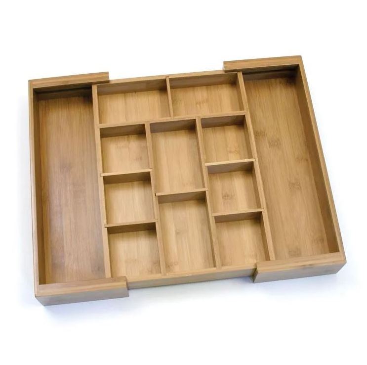 Most selling walnut kitchen utensils drawer organizer adjustable flatware kitchen cutlery tray table ware drawer organizer 2023