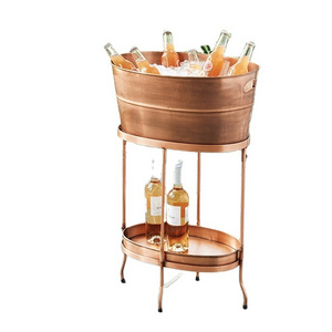 Luxurious Beverage Tub with Tray & Stand For Home Bar Wedding Party Event Decorative Champagne Ice Bucket Tub with Stand & Tray