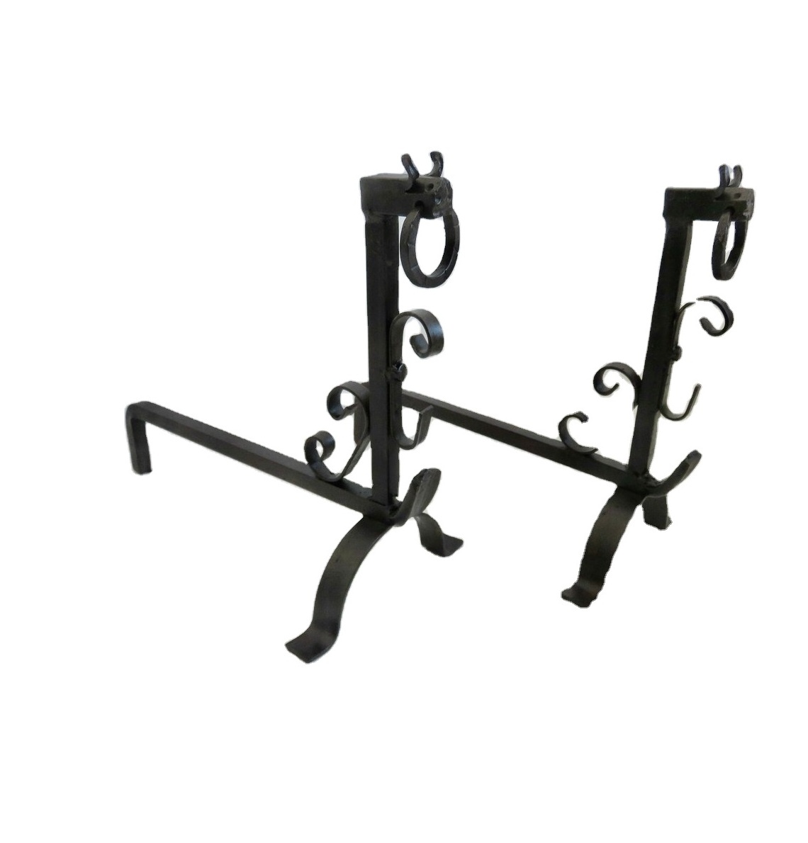 Classic design bull head steel andirons for storage holder backyard household outdoor fireplace firewood rack log holder bracket