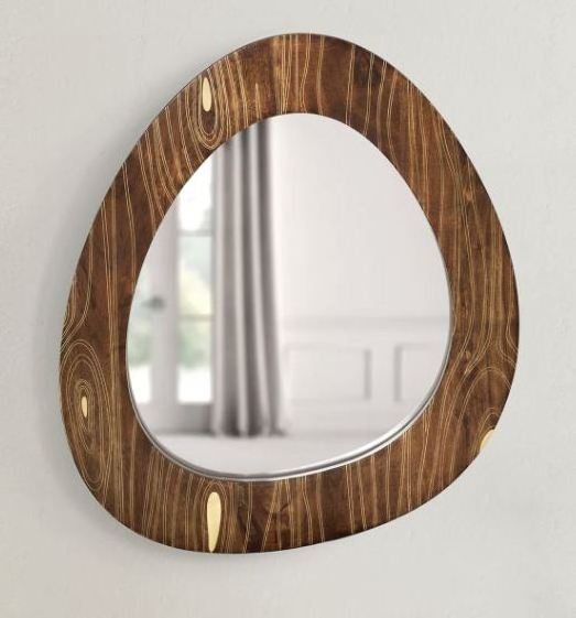 Wooden Wall Mirror With Brass Inlay Stick On Wall Lighting full length dressing carved wood reproduction cheap frameless mirror