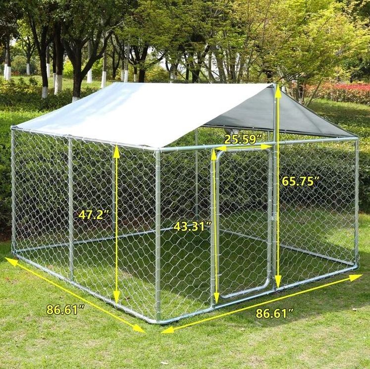 Creative backyard dog kennel outside animal cage cover for run outdoor house protective door removeable training pet behavior