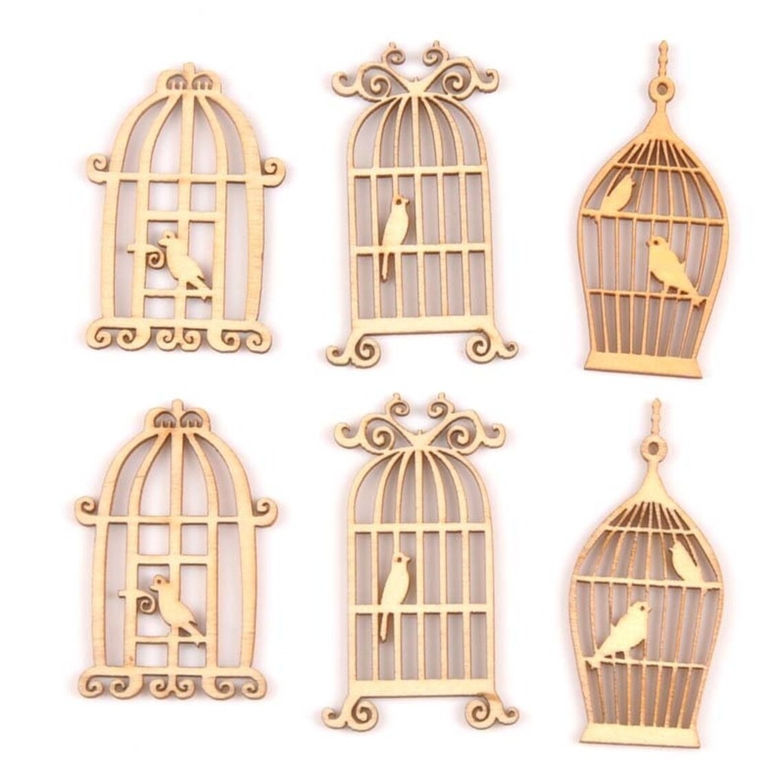 Natural Wooden Bird cage Unfinished Hollow out Wood with Birds Gilt Wood Antique Birdcage  Victorian Decor Decorative Garden