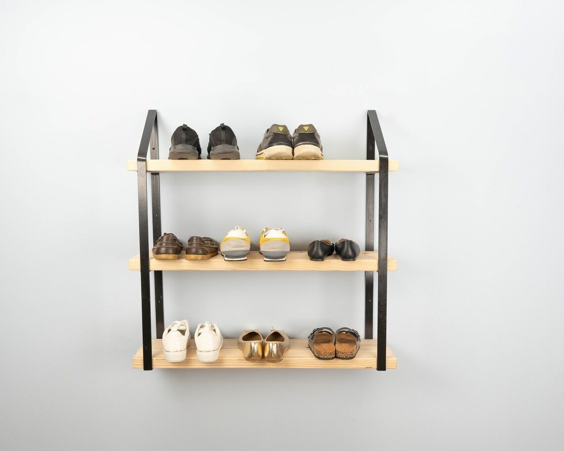 Wooden Shoe Shelves Shoe Rack Shoes Organizer Wall Mounted bench Narrow bench Small Rack dazzling design for hallway Entryway