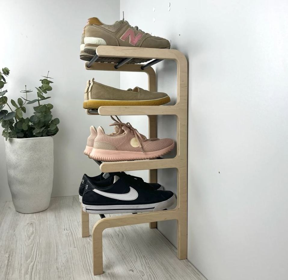 4 Tier Shoe Tower Organizer  Small Shoe Rack Stand for Entryway Customized bamboo shoe storage rack for home indoor outdoor