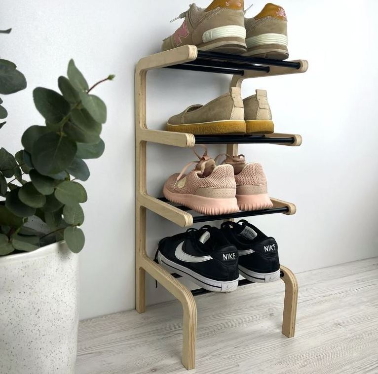 4 Tier Shoe Tower Organizer  Small Shoe Rack Stand for Entryway Customized bamboo shoe storage rack for home indoor outdoor