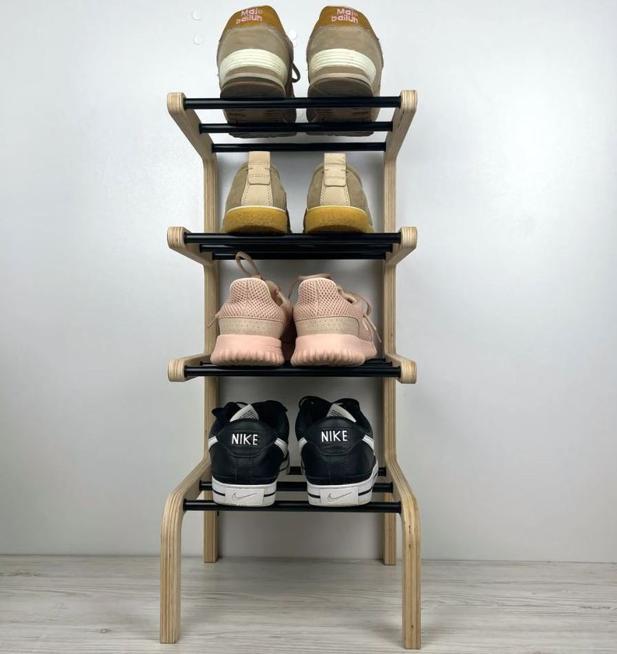 4 Tier Shoe Tower Organizer  Small Shoe Rack Stand for Entryway Customized bamboo shoe storage rack for home indoor outdoor