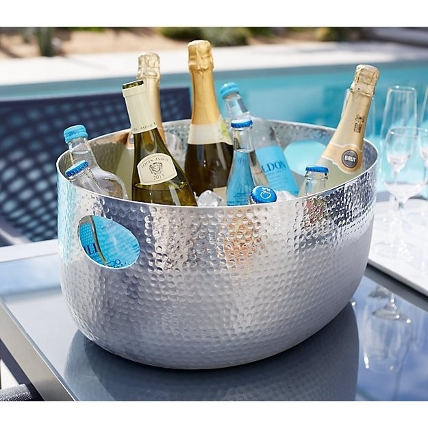 Personalized Silver Wine Tub For Home Bar Restaurant Wedding Hotel New Year Party Event Wine Bucket Chiller Ice Beverage Tub