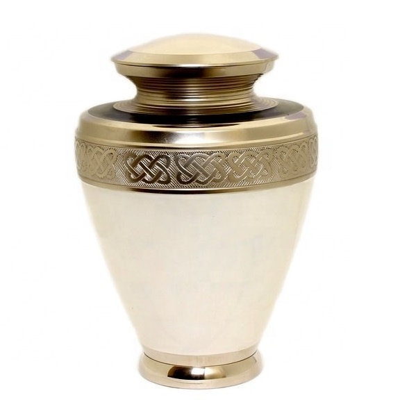 Wholesale Supplier Brass Urn For Ashes Nickel New Design High Quality Embossed Urn For Ashes Bulk Quantity Pot Made in India