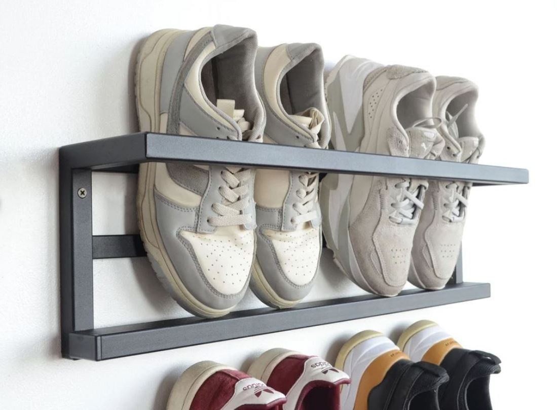 Shoe shelves Industrial entryway schuhregal for home decor Black custom hallway organizer Wooden shoe storage rack for home