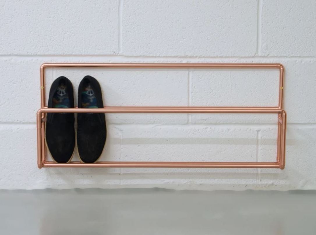 Wall Mounted Copper Shoe Rack Wall Shoe Storage Depth Industrial Shoe Rack Storage Box Rack Hallway metal wall mounted