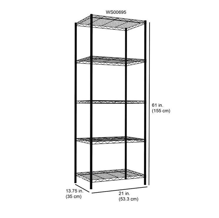 Steel wire shelving black shelf rack storage organization for home hotels and restaurant kitchen bathroom bedroom living room