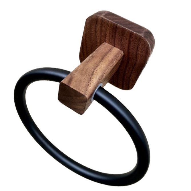 Black Walnut Towel Rack Rings Creative Towel Ring Hangers Towel Hanger for Bathroom Royal Stag Design Brass Modern circle metal