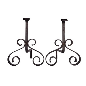 Antique iron andirons bulk quantity for storage holder backyard household outdoor fireplace firewood rack log holder bracket