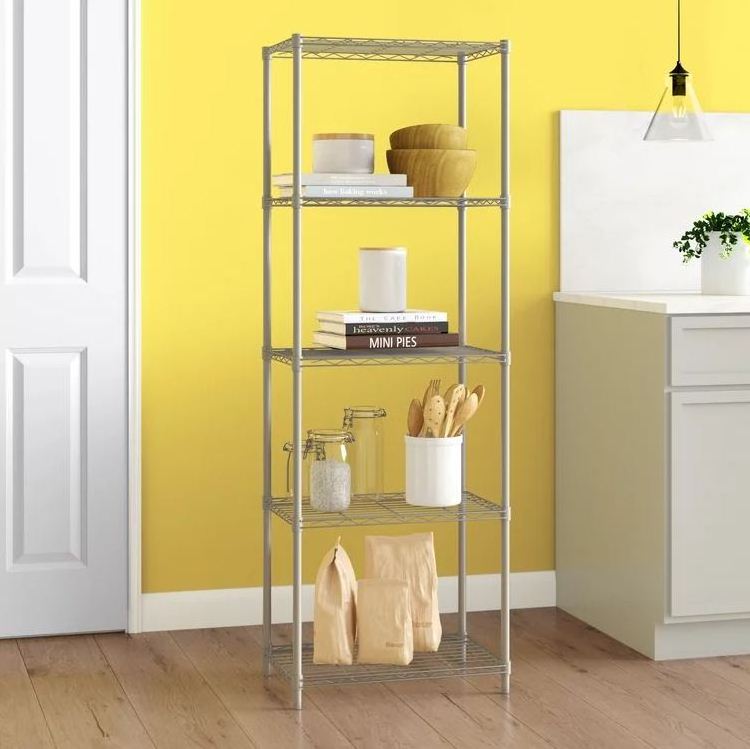 Steel wire shelving black shelf rack storage organization for home hotels and restaurant kitchen bathroom bedroom living room