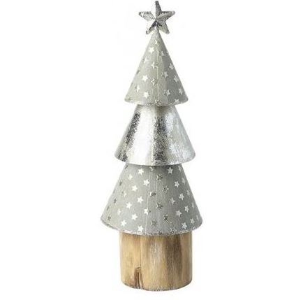 Star cone tree silver & grey with wooden base Christmas decoration for home party hanging decor new year Xmas party wholesale