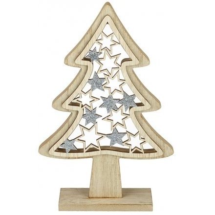 Star cone tree silver & grey with wooden base Christmas decoration for home party hanging decor new year Xmas party wholesale