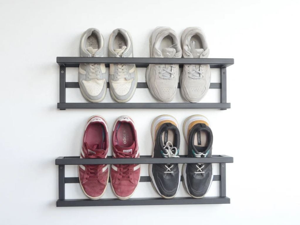 Shoe shelves Industrial entryway schuhregal for home decor Black custom hallway organizer Wooden shoe storage rack for home