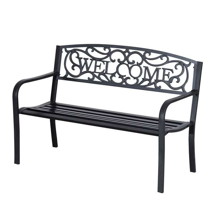 Creative metal welcome outdoor bench for home outdoor furniture sitting chair general place patio garden park made in india