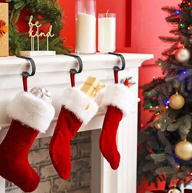 Traditional Christmas stocking holder wholesale for home fireplace Christmas ornament Xmas stocking hanger indoor decoration