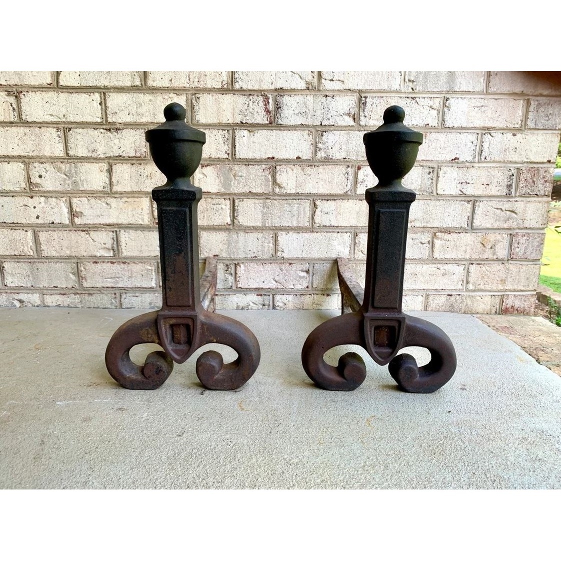 Cast iron andirons excellent quality for storage holder backyard household outdoor fireplace firewood rack log holder bracket