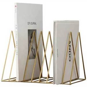 Metal Triangle Books Shelf Usage Office Desktop Tabletop Home Room Hotel Restaurant Made in India Book Holder Holding Modern