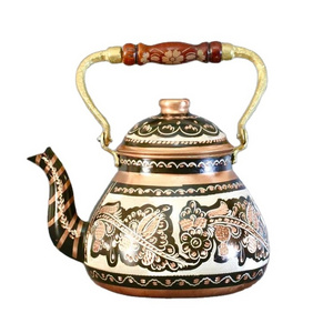 Copper black tea kettle teapot elegant bulk quantity wholesale for hotel restaurant home kitchenware coffee pot made in India