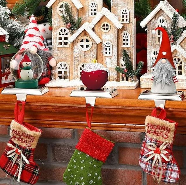 Holiday decor Christmas stocking holder traditional for home fireplace Christmas ornament Xmas stocking hanger indoor decoration