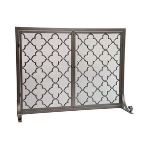 Geometric fireplace screen with doors decorative fire place cover accessories for home indoor living room fire spark guard gate