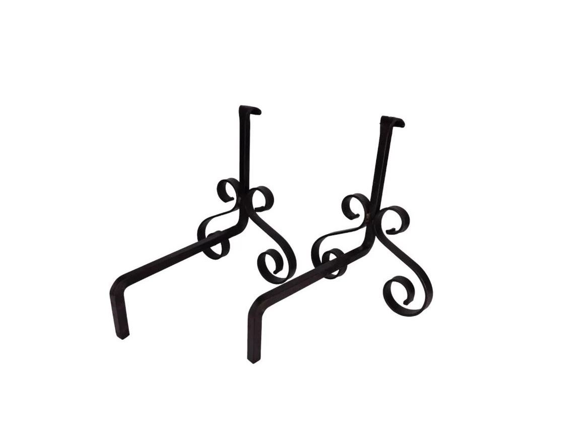 Antique iron andirons bulk quantity for storage holder backyard household outdoor fireplace firewood rack log holder bracket