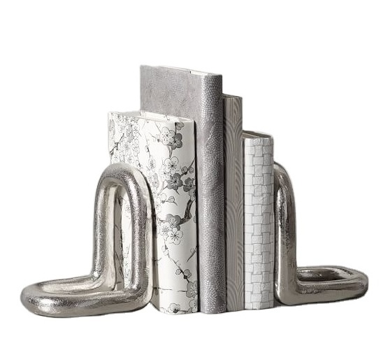 Silver Chain Bookends Metal Book Stand Holder For Desk Office Home School Library Table Top Organizers Bookends Made In India