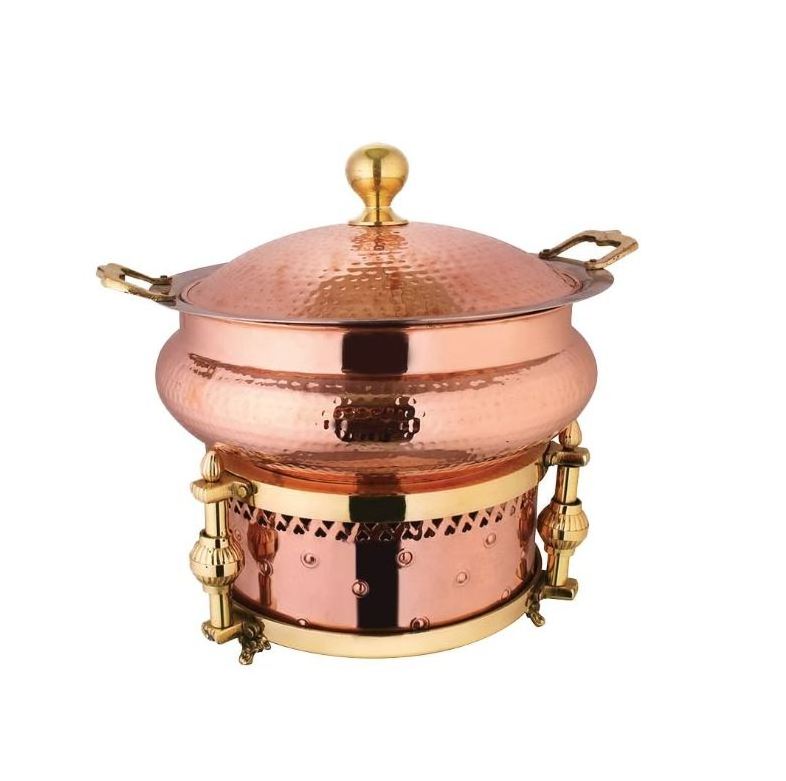 Hammered Steel Copper Chafing Dish With Brass Catering Equipment Buffet Food Warmer for Wedding Restaurant Hotels and Parties