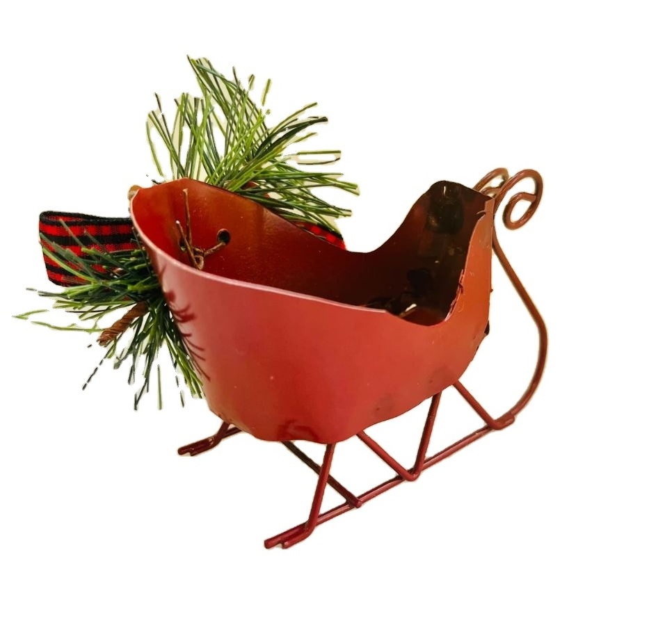 Customized Christmas sleigh for holiday table top sleigh basket Christmas home festival decoration indoor and outdoor decor 2023