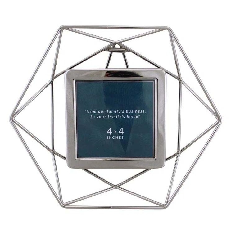 Hexagonal black metal photo frame wedding artwork photos craft drawing picture frame for home living room hotel desktop decor