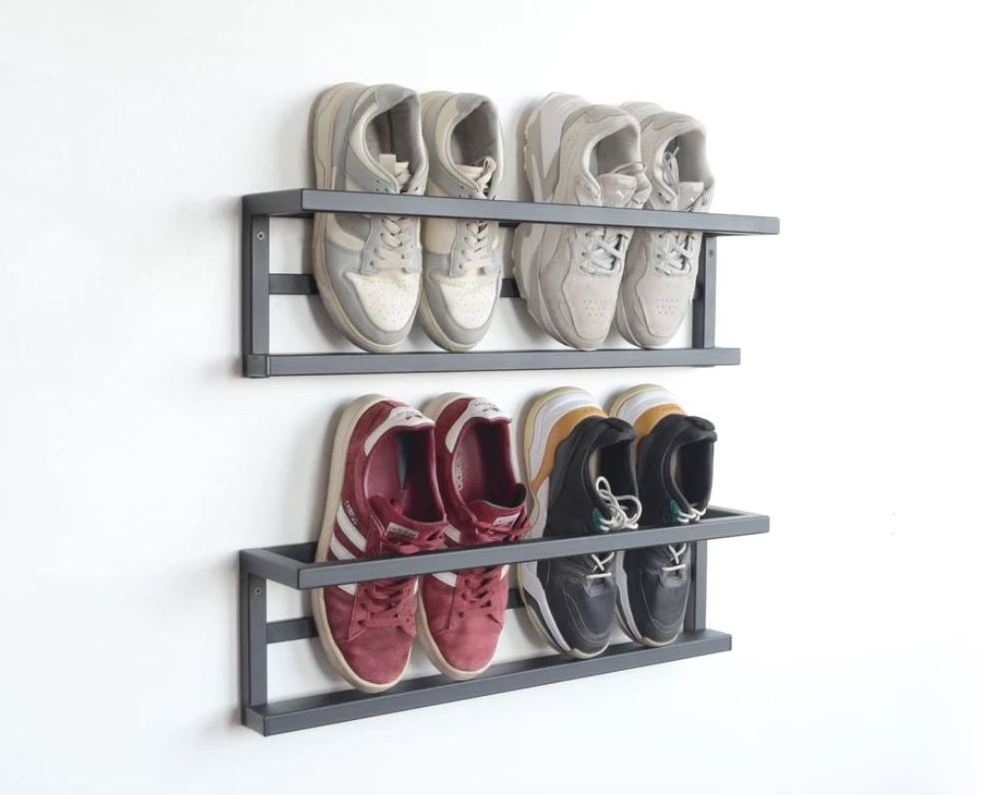 Shoe shelves Industrial entryway schuhregal for home decor Black custom hallway organizer Wooden shoe storage rack for home