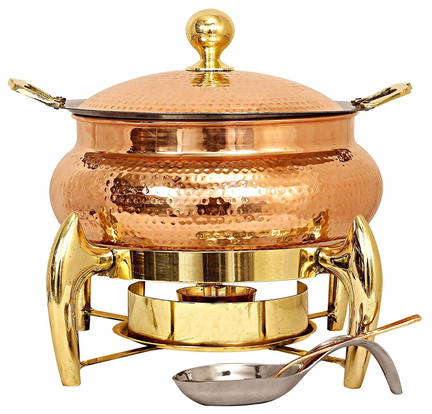 Hammered Steel Copper Chafing Dish With Brass Catering Equipment Buffet Food Warmer for Wedding Restaurant Hotels and Parties