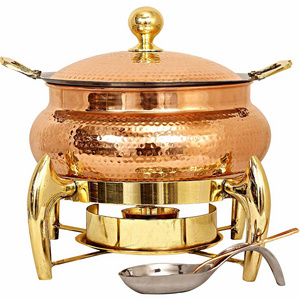 Hammered Steel Copper Chafing Dish With Brass Catering Equipment Buffet Food Warmer for Wedding Restaurant Hotels and Parties