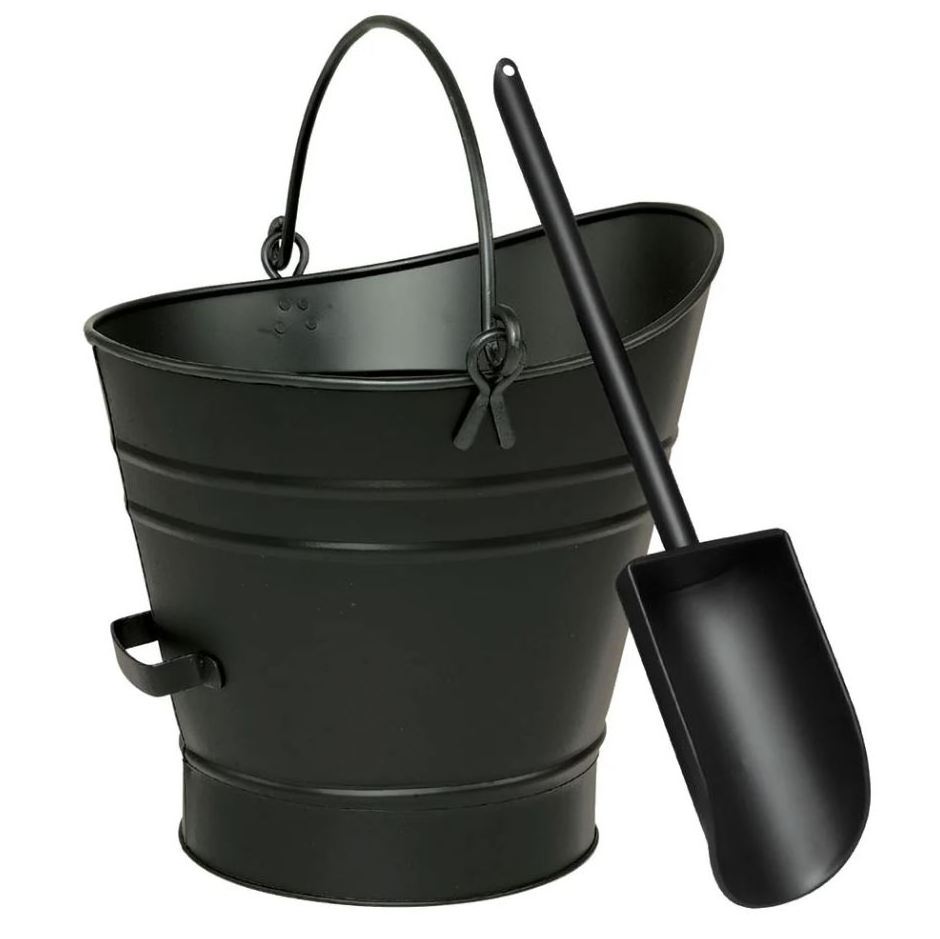 Black classy steel ash coal bucket fire pits outdoor accessories for home garden patio fireplace ash coal bucket fireplace tools