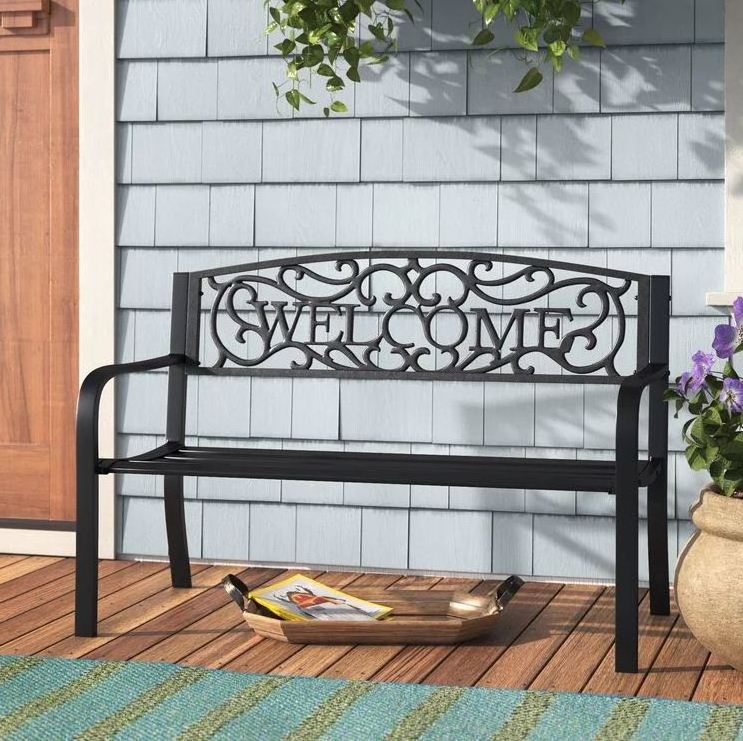 Creative metal welcome outdoor bench for home outdoor furniture sitting chair general place patio garden park made in india