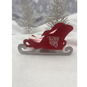 Red Christmas sleigh for elf for holiday table top sleigh basket Christmas home festival decoration indoor and outdoor decor