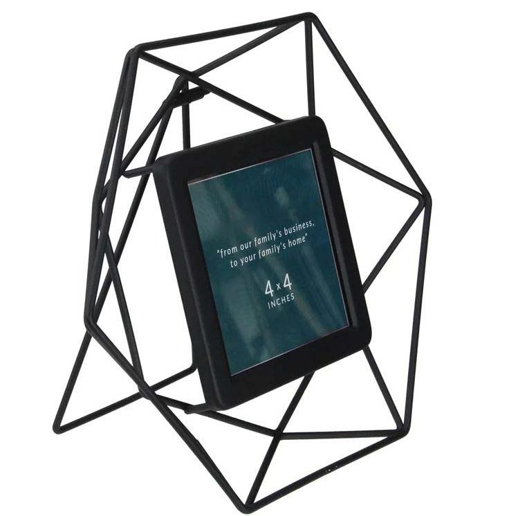 Hexagonal black metal photo frame wedding artwork photos craft drawing picture frame for home living room hotel desktop decor