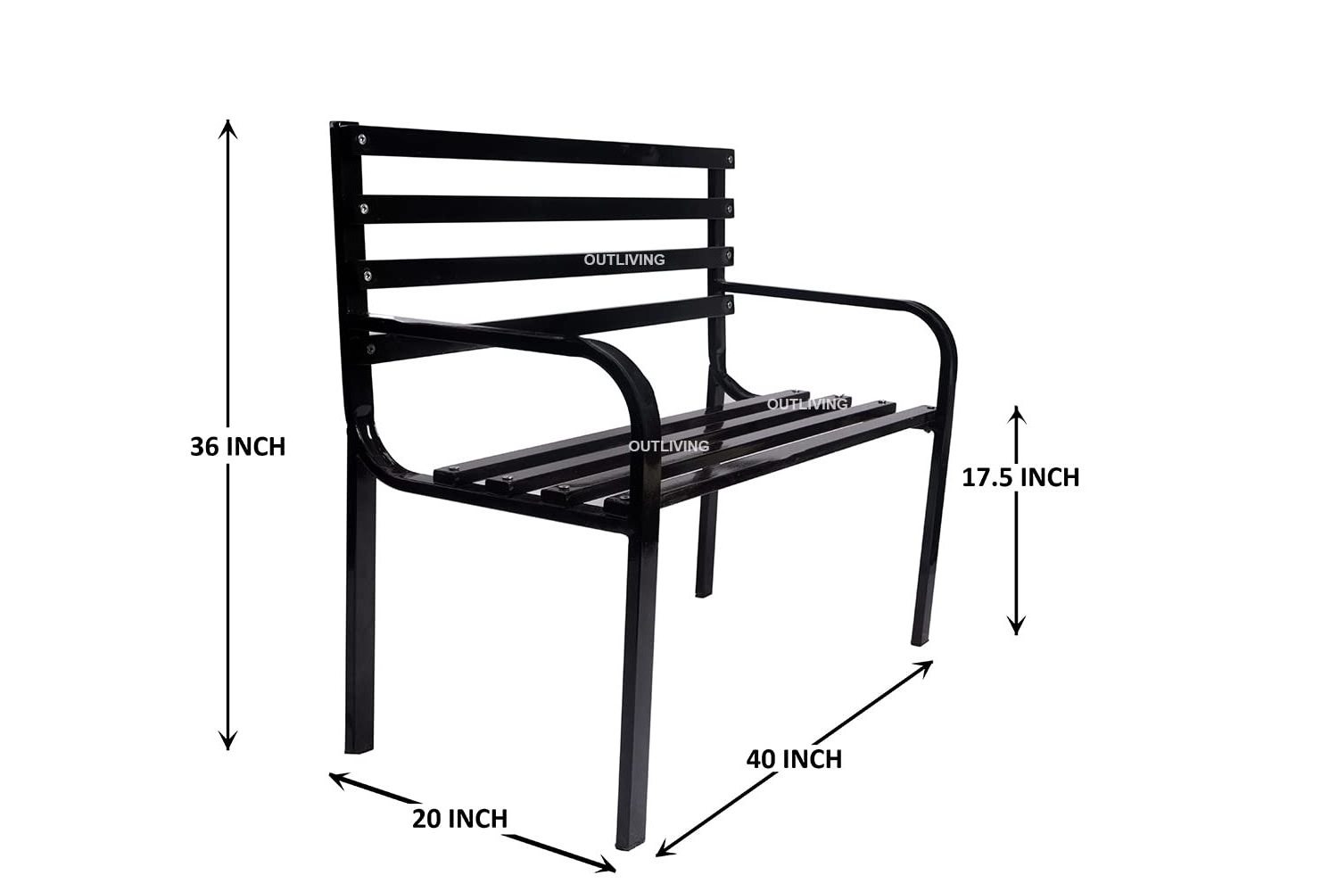 Professional design black metal garden bench for home hotel garden outside park seating patio bench outdoor and indoor furniture