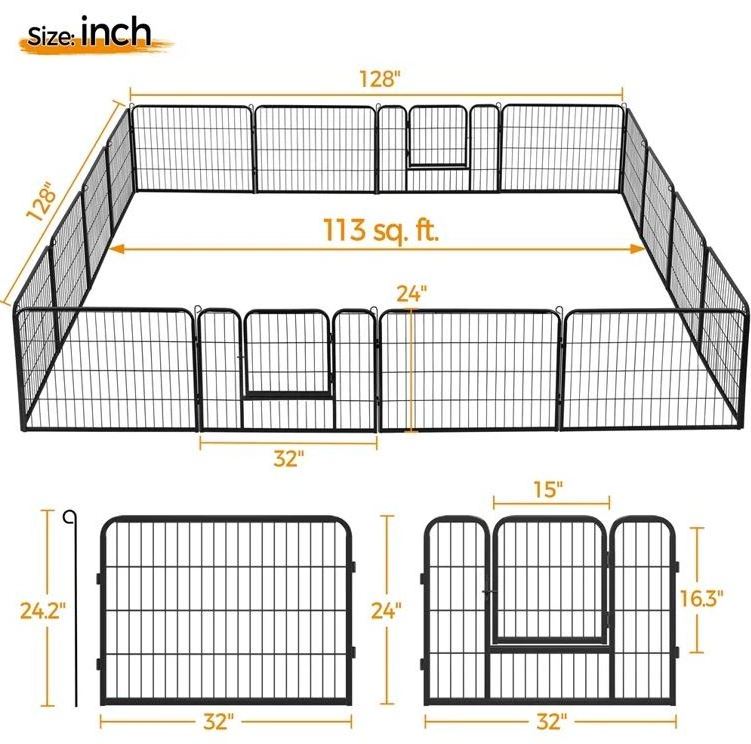 Playpen large barrier metal dog kennel animal cage cover for run outdoor house protective door removeable training pet behavior