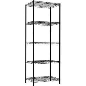 Steel wire shelving black shelf rack storage organization for home hotels and restaurant kitchen bathroom bedroom living room