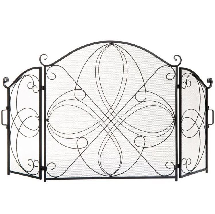 Creative black iron fireplace screen decorative fire place cover accessories for home indoor living room fire spark guard gate