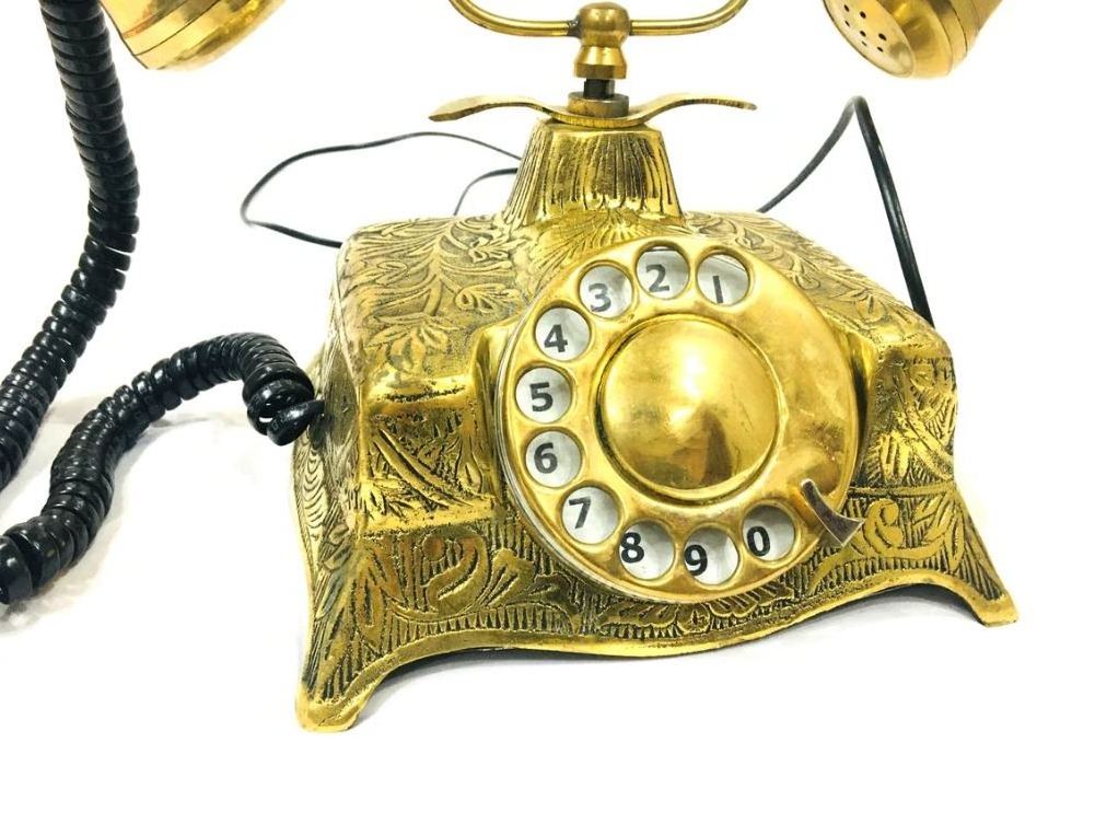 High quality brass telephone hot selling for office home decor living room antique interior dial phone retro tabletop decoration