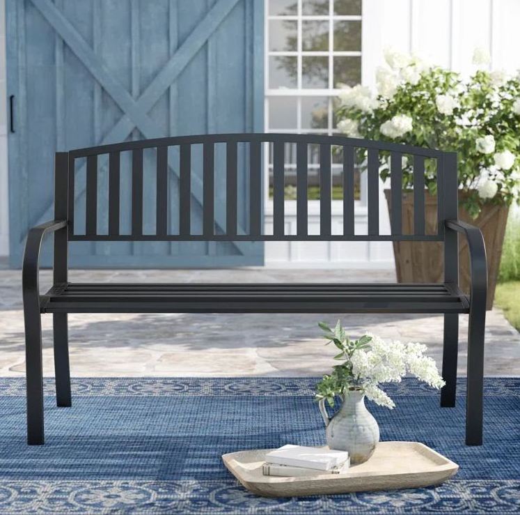 Outdoor welcome bench black metal for home outdoor furniture sitting chair general place patio garden park made in india 2023