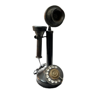 Creative old retro candlestick telephone for office home decor living room antique interior dial phone retro tabletop decoration